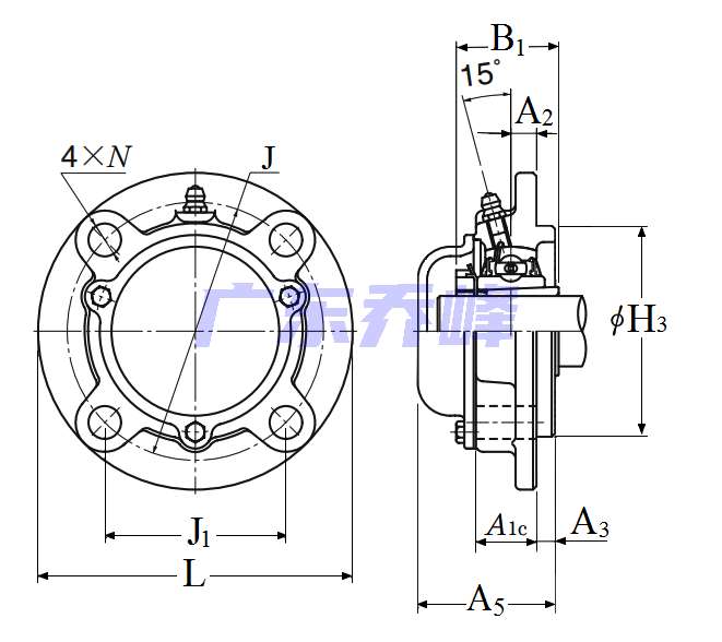 NTN CM-UKFC209D1 (when used with HA2309)轴承图纸