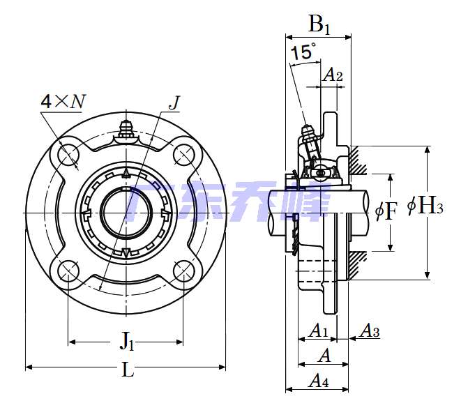 NTN UKFC207D1 (when used with HS2307)轴承图纸