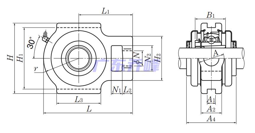 NTN S-UKT207D1 (when used with HS2307)轴承图纸