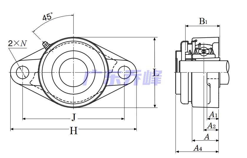 NTN SM-UKFL205D1 (when used with H2305X)轴承图纸